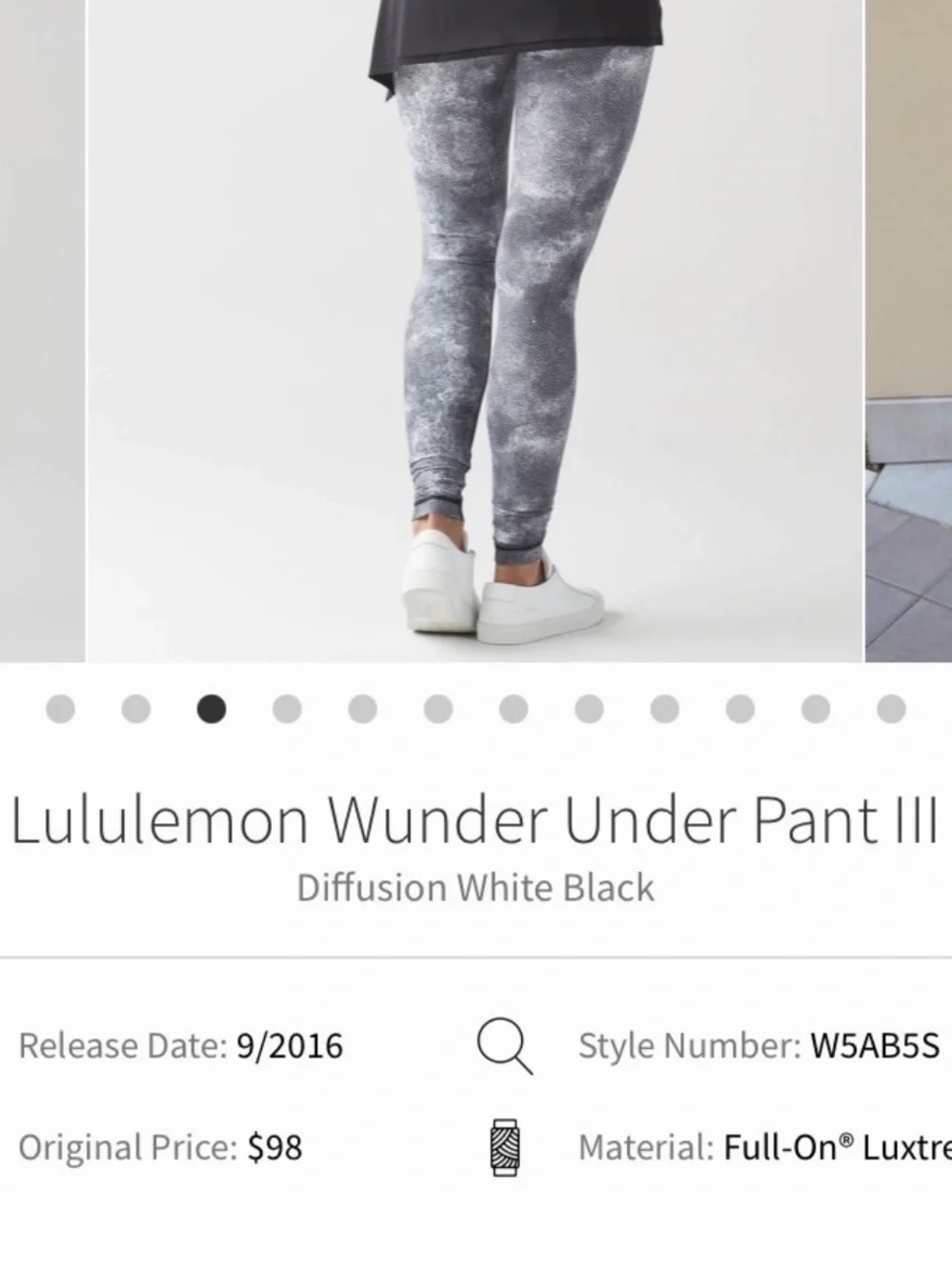 Lululemon Wunder Under Pant lll Diffusion White Black Sz 6 Style #W5AB5s Legging